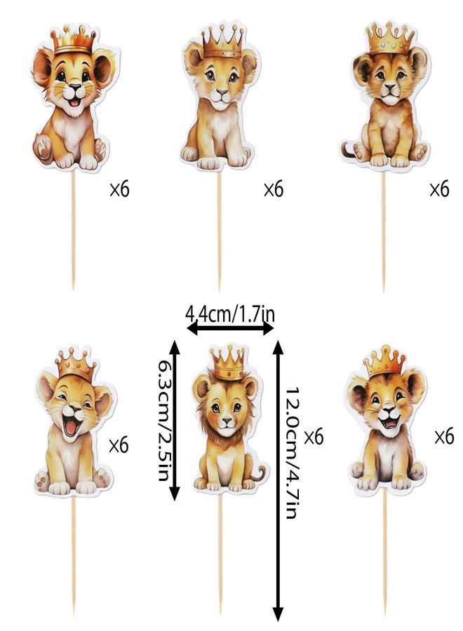 Veagins 36 Pcs Lions Cupcake Toppers, Jungle Safari Theme Cake Decorations for Birthday Party, Baby Shower Supplies, Wild One Celebration Party Decor - Image 2