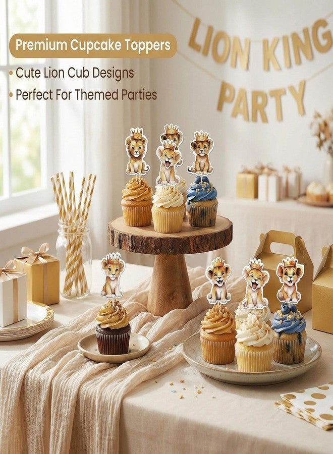 Veagins 36 Pcs Lions Cupcake Toppers, Jungle Safari Theme Cake Decorations for Birthday Party, Baby Shower Supplies, Wild One Celebration Party Decor - Image 4