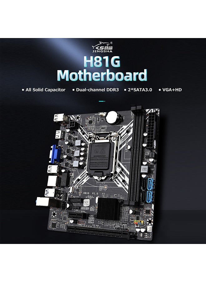 JINGSHA H81G Computer Motherboard Gaming Mainboard Dual-channel DDR3 Memory Slots 100M Network Card Support LGA1150 CPU