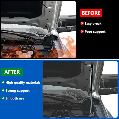 JHD-TOGO Front Hood Struts Kit for Ford Ranger 2024+ No Drill Hydraulic Lift Supports, Black Powder Coated Brackets & Durable Gas Springs, Compatible with Ford Ranger Accessories 2024-2026, 2 PCS - Image 2