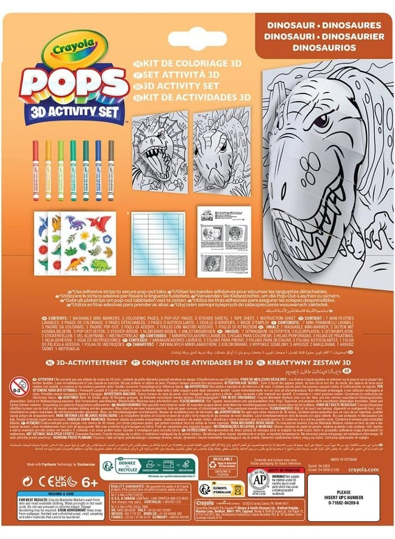 Crayola - Pops 3D Coloring Kit - Dinos | Innovative 3D Artwork Creation - Choose, Color, and Display - Transform Coloring Pages into 3D Art - Easy to Hang or Display, 6+ - Image 5