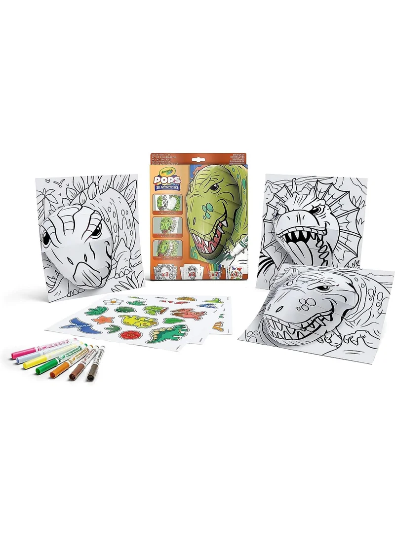 Crayola Crayola - Pops 3D Coloring Kit - Dinos | Innovative 3D Artwork Creation - Choose, Color, and Display - Transform Coloring Pages into 3D Art - Easy to Hang or Display, 6+