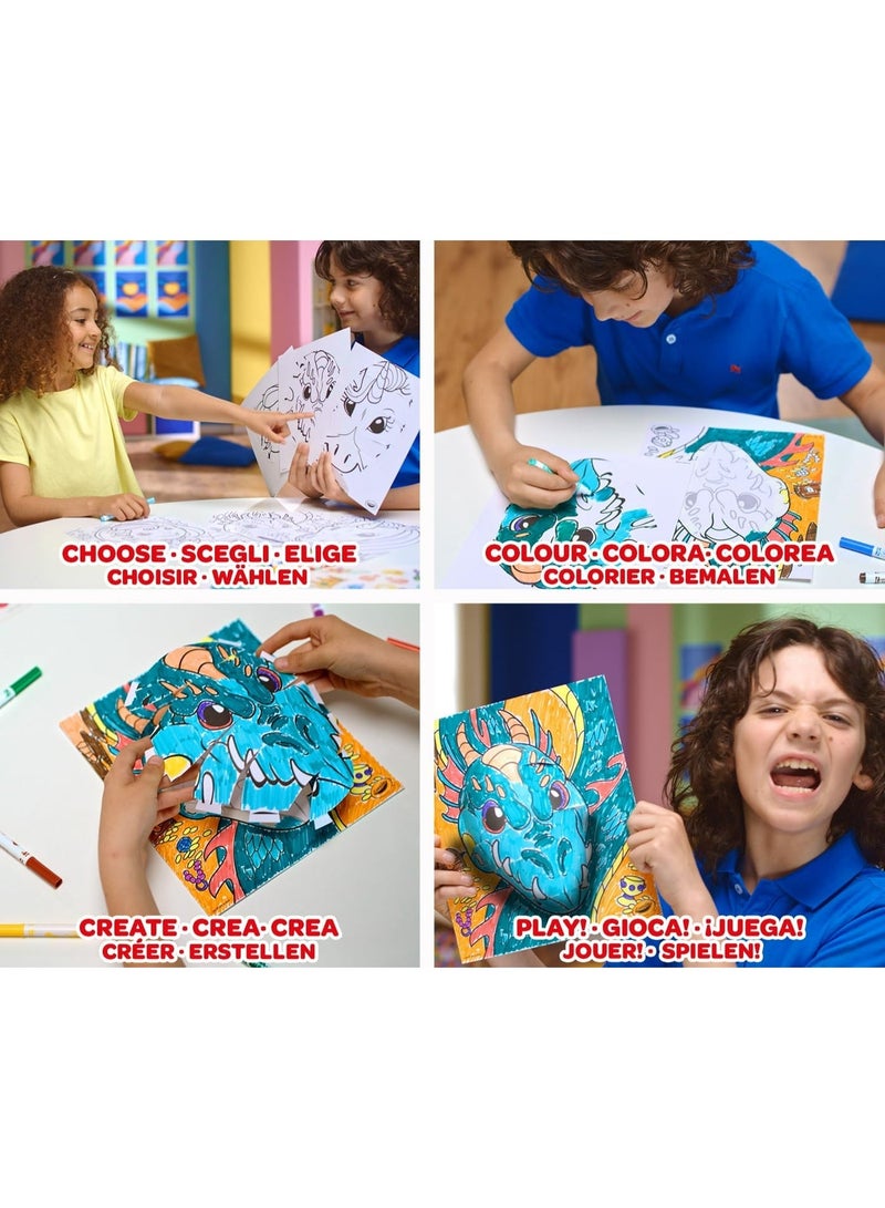 Crayola - Pops 3D Coloring Kit - Dinos | Innovative 3D Artwork Creation - Choose, Color, and Display - Transform Coloring Pages into 3D Art - Easy to Hang or Display, 6+ - Image 4