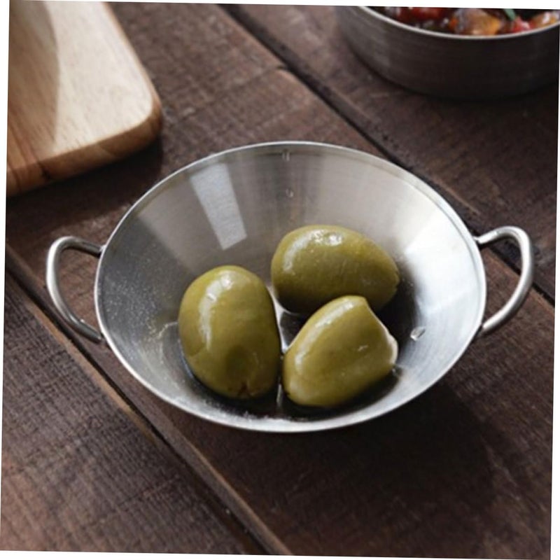 Large Stainless Steel Korean Seasoning Dish Round Pickle Plate Double Handle For Home Kitchen BBQ Picnic - Image 4