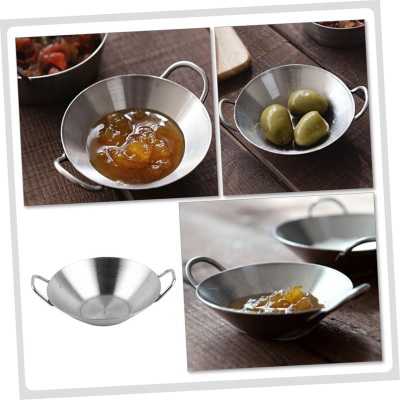 Large Stainless Steel Korean Seasoning Dish Round Pickle Plate Double Handle For Home Kitchen BBQ Picnic - Image 5