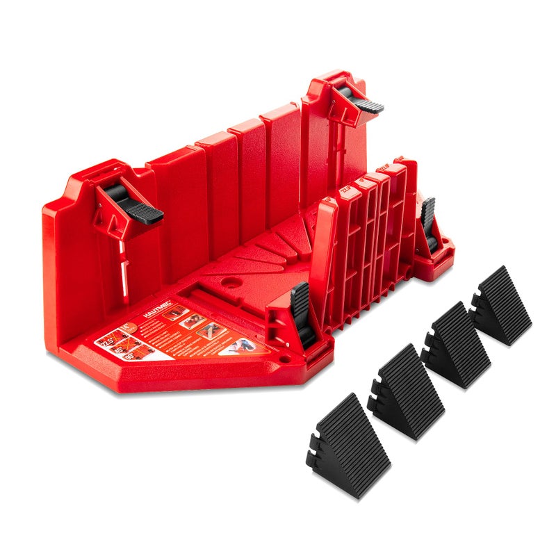 HAUTMEC 14 Inch Clamping Miter Box with Adjustable Jaw 4 AntiSlip Clamps Heavy Duty ABS Mitre Saw Box with 225 45 90 Cutting Angles for Woodworking Trim Frames DIY Projects HTHDM25036 - Image 2