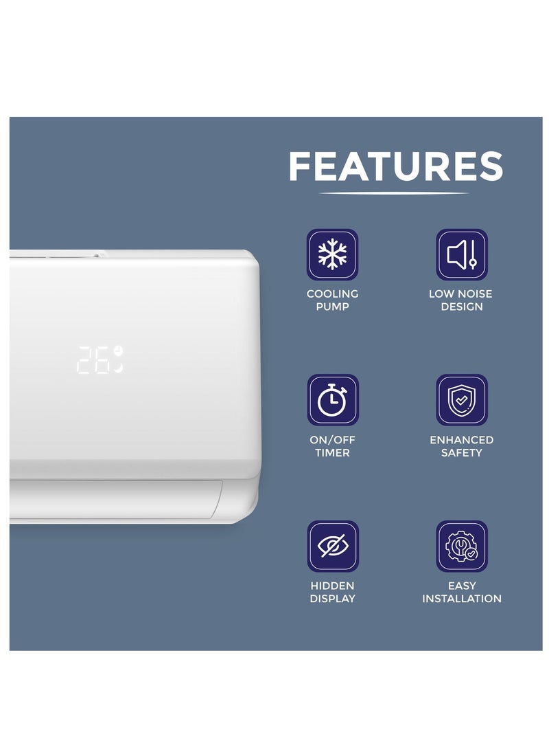 SPJ 2 Ton Split Air Conditioner, 24000 BTU, R410A Eco-Friendly Refrigerant, Low Noise, Cooling Pump, Energy Efficient, Wall Mounted AC, Quiet Operation, Best For Room And Office, (White) - Image 2