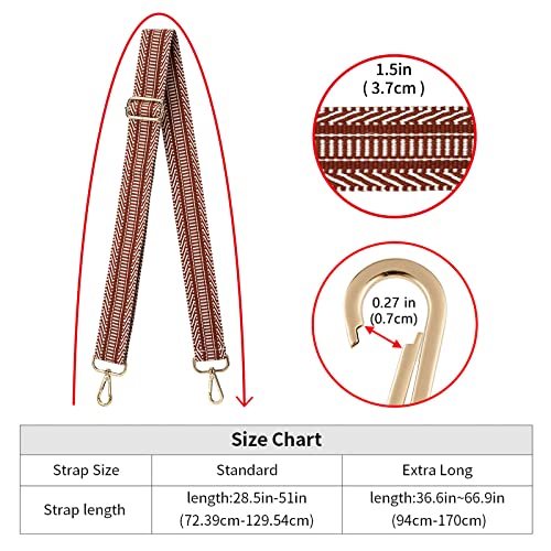 ZOOEASS Wide Shoulder Strap Adjustable Replacement Belt Guitar Style Crossbody Bag Handbag Strap Multicolor Canvas Straps(Wide:1.4in) (Color9) - Image 5