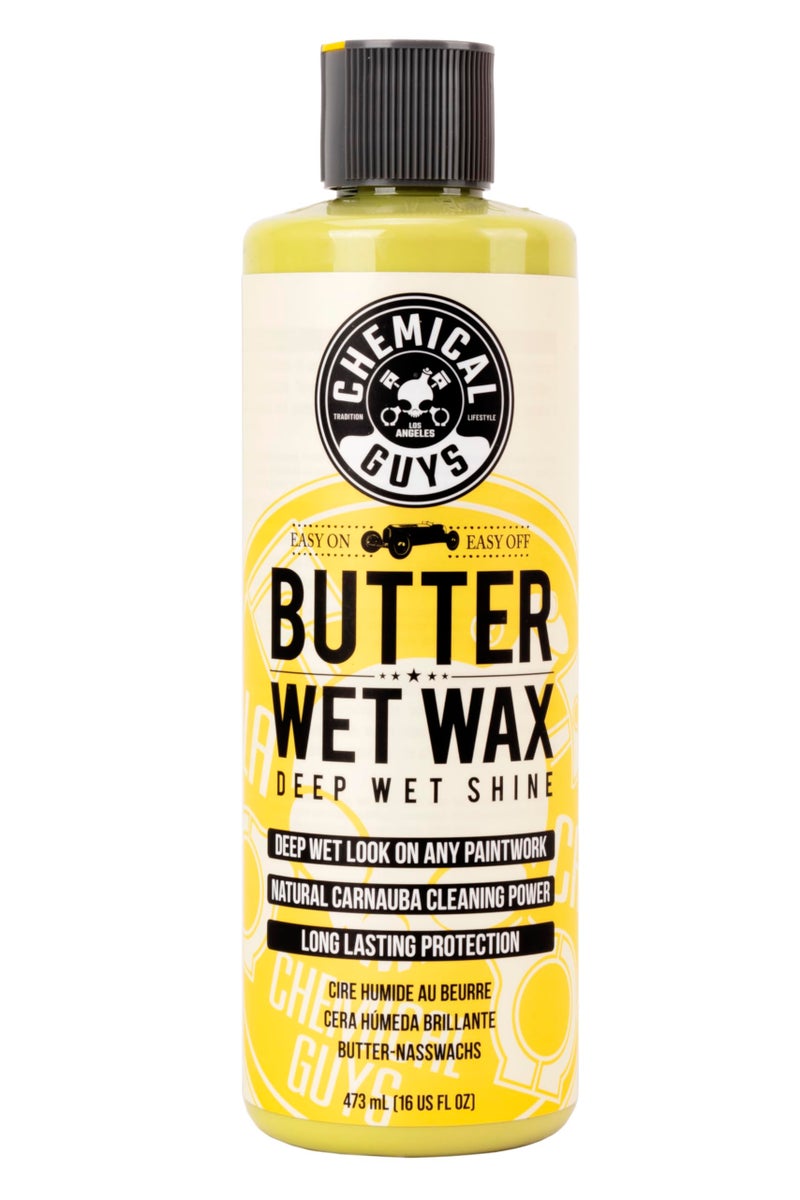 Chemical Guys Butter Wet Wax - Deep Wet Shine Car Wax for Cars, Trucks, SUVs, RVs, and More, Easy On/Off Liquid Formula, Banana Scent - 16 fl oz - Image 1