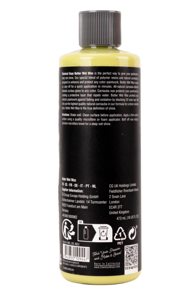 Chemical Guys Butter Wet Wax - Deep Wet Shine Car Wax for Cars, Trucks, SUVs, RVs, and More, Easy On/Off Liquid Formula, Banana Scent - 16 fl oz - Image 2