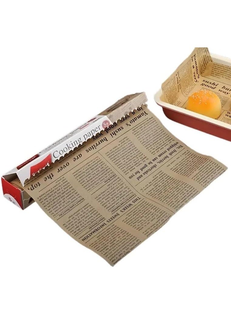 Baking Paper Food Grade Parchment Paper High Quality Baking Parchment Paper Roll Newspaper Style Parchment Paper for Food Wrapping and Baking (0.3 x 5m) - Image 1