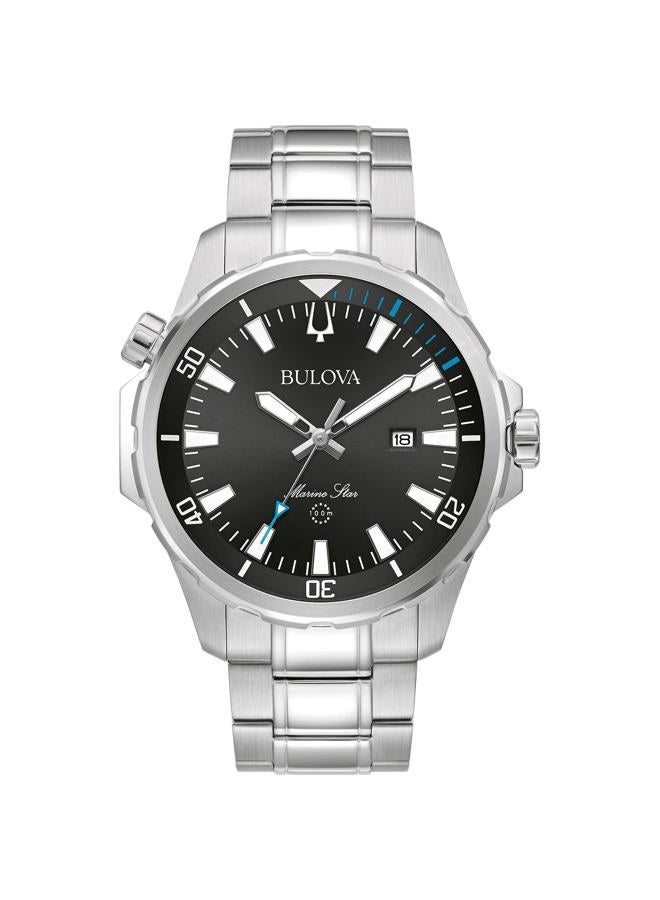 Bulova Men's Marine Star 'Series B' 3-Hand Date Quartz Watch, Luminous Markers, Rotating Dial, 100M Water Resistant, 43mm, Stainless/Black Dial, Dress formal - Image 1