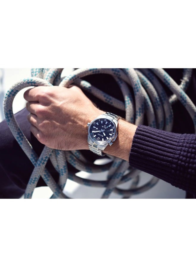 Bulova Men's Marine Star 'Series B' 3-Hand Date Quartz Watch, Luminous Markers, Rotating Dial, 100M Water Resistant, 43mm, Stainless/Black Dial, Dress formal - Image 3