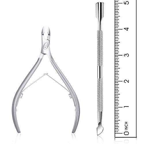 Blueorchids Cuticle Trimmer with Cuticle Pusher - Cuticle Remover Cuticle Nipper Professional Stainless Steel Cuticle Cutter Clipper Durable Pedicure Manicure Tools for Fingernails and Toenails - Image 2