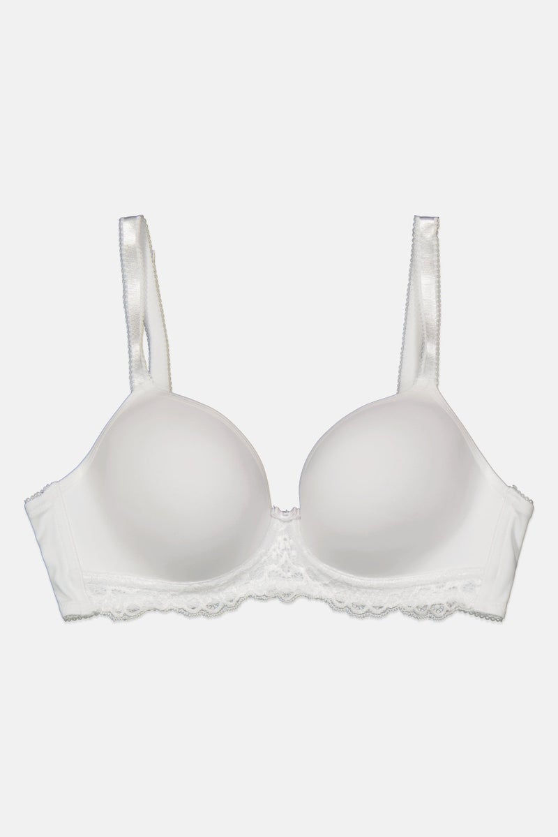 Pour Moi Women Plain Lightly Padded Wireless Bra, White  - Image 1