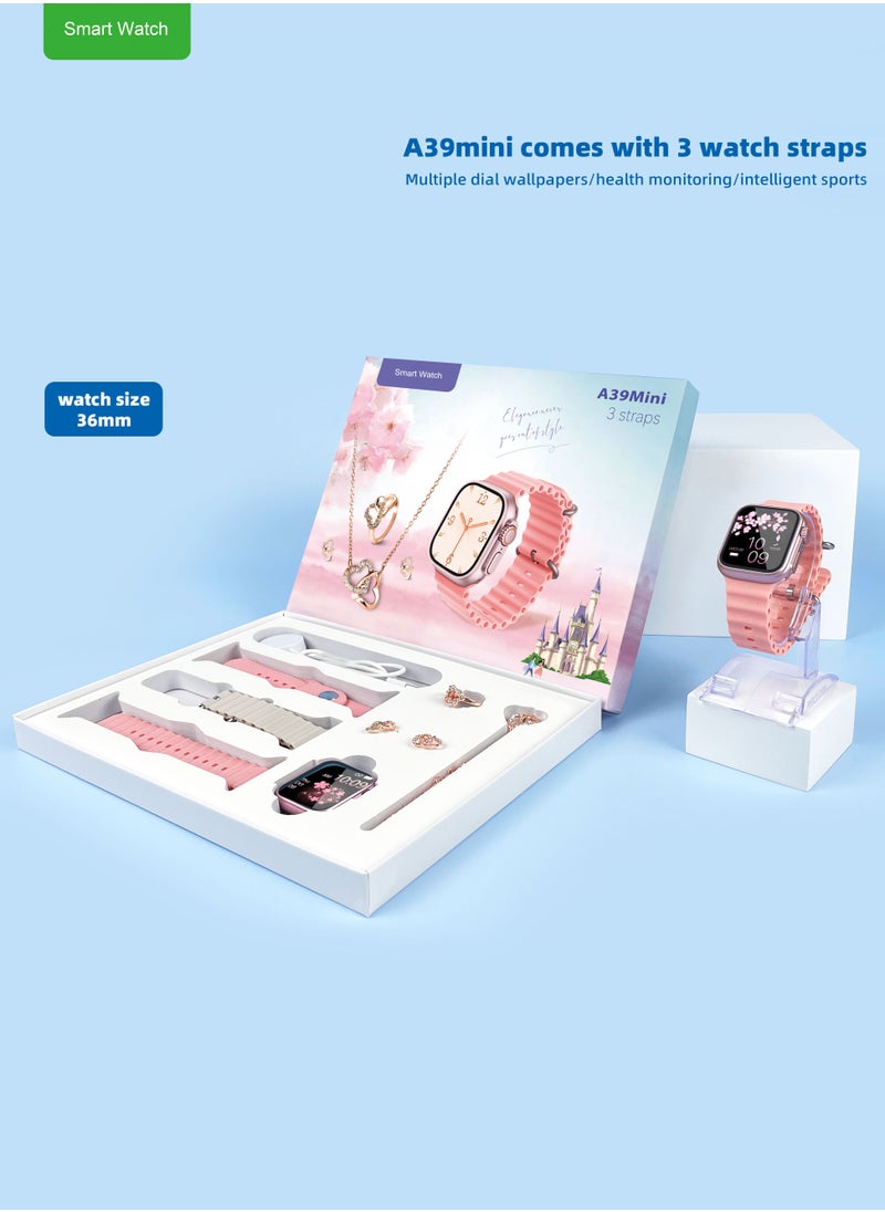 Generic - Multi in 1 Ultra Watch Series 9 Smart Watch Set for Women with 3 Silicon Band and Ornaments Great Gift for Family Children and Friends - Image 1