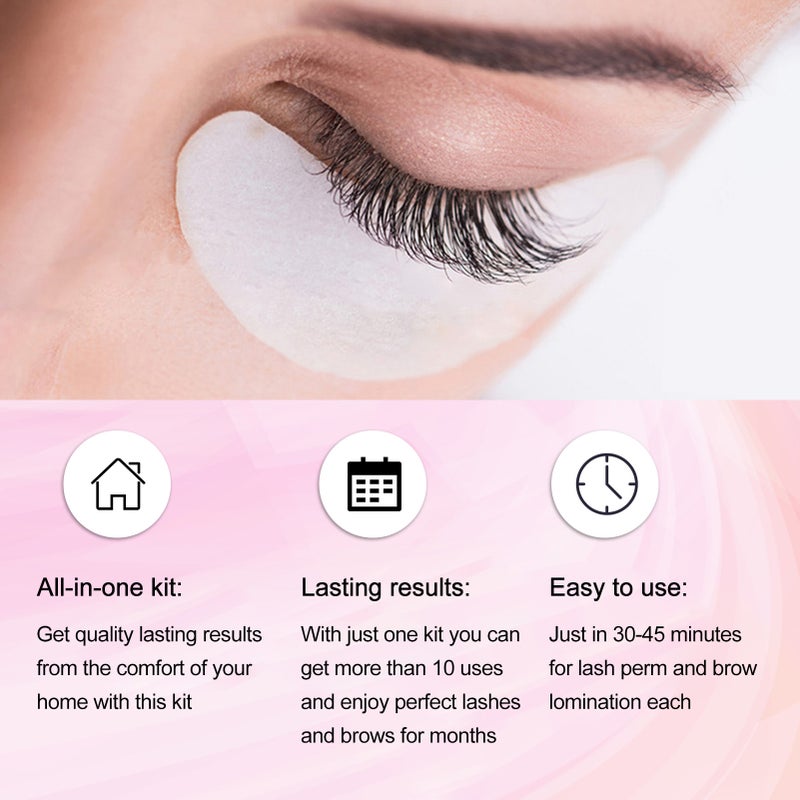 Lash Lift Kit Eyelash Perm Set Semi-Permanent Eyelash Perming Curling Kit with Lift Pads Cleaning Tool - Image 2