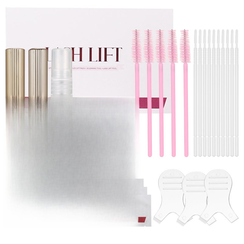 Lash Lift Kit Eyelash Perm Set Semi-Permanent Eyelash Perming Curling Kit with Lift Pads Cleaning Tool - Image 1