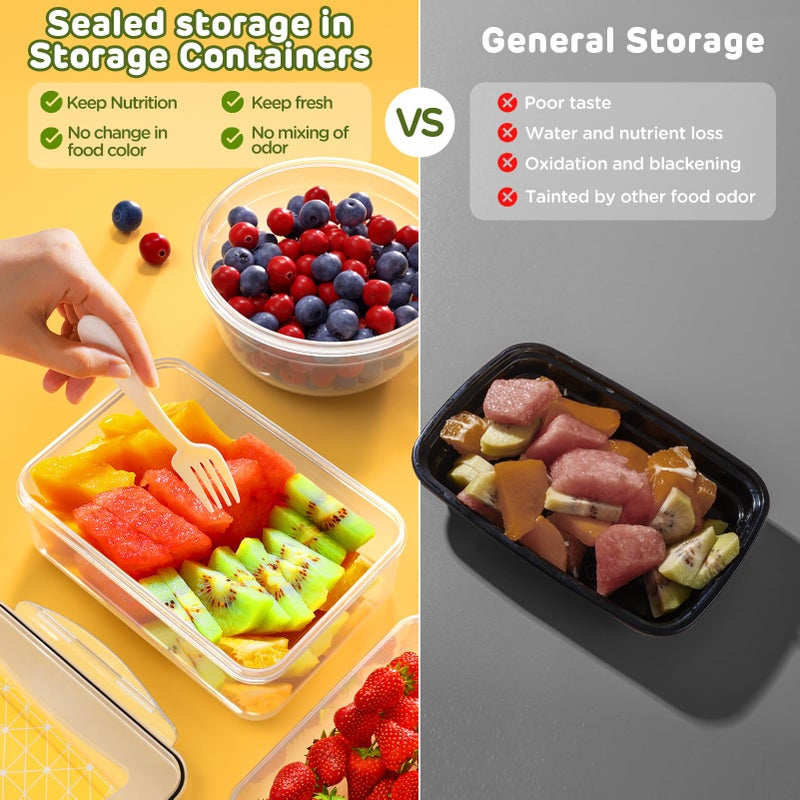 JSCARES 40 PCS Food Storage Containers with Lids Airtight (20 Lids &20 Containers) - Leakproof Meal-Prep Containers for Kitchen Storage Reusable Plastic Microwave/Dishwasher Safe with Labels & Pen - Image 5