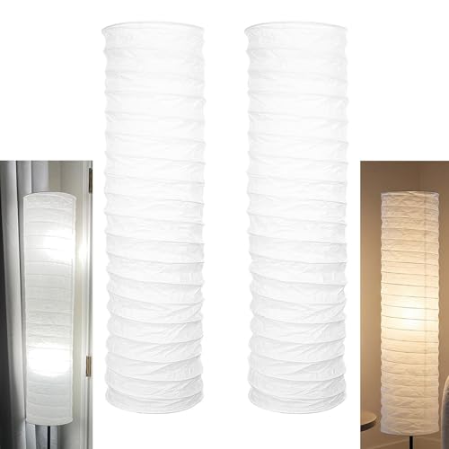 VOSAREA 2Pack Paper Floor Lamp Shades for Standing Lamps Sturdy Thickened Rice Paper Shade Replacement for Living Room Bedroom 37 Tall Nordic Japanese Style White Cylinder Light Cover Decor - Image 1