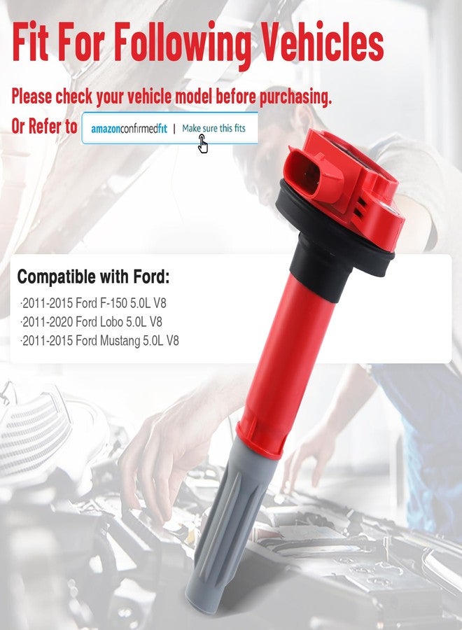 مجموعة ملفات الإشعال CarBole DG542 بديلة لسيارة فورد F-150 موستانج 5.0 لتر V8 موديلات 2011-2015، بديلة للرقم الأصلي UF622 BR3Z-12029A 5C1859 B181HE (عبوة من 8 قطع) - Image 2