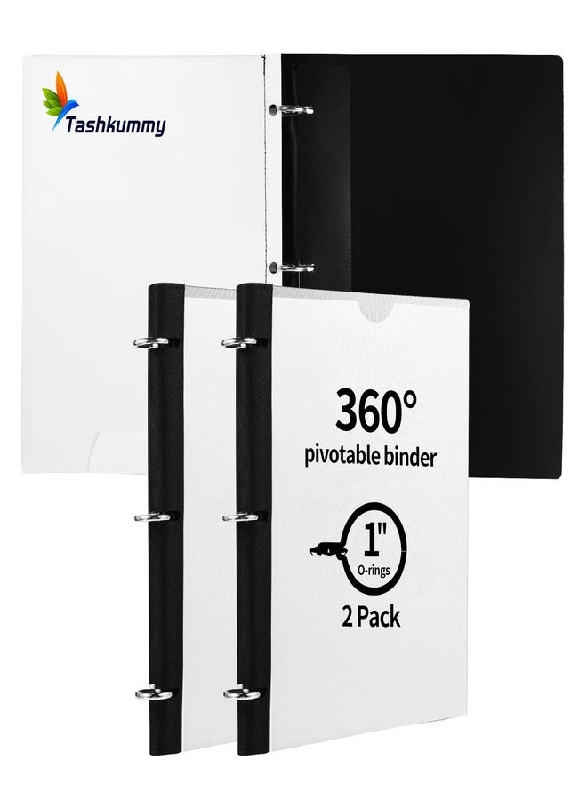 Tashkummy 360° Pivotable 3 Ring Binder, Upgraded Foldable Binders 1 inch 2 Pack, Thin Small Three Ring Binder Fits 8.5" x 11", for Home, School and Office Binders Supplies - White - Image 1
