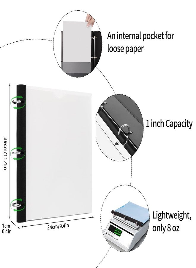 Tashkummy 360° Pivotable 3 Ring Binder, Upgraded Foldable Binders 1 inch 2 Pack, Thin Small Three Ring Binder Fits 8.5" x 11", for Home, School and Office Binders Supplies - White - Image 3