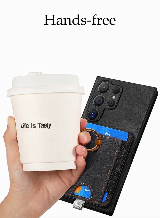 DUNISO Samsung Galaxy S24 Ultra Phone Case Full Body Protective Phone Cover Anti-fall Anti-fingerprint High Tenacity Leather Phone Case with Phone Holder Detachable Card Pocket and Wireless Charging - Image 4