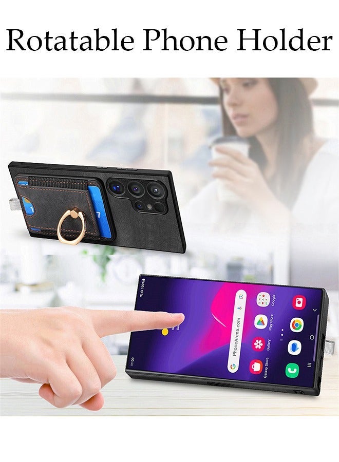 DUNISO Samsung Galaxy S24 Ultra Phone Case Full Body Protective Phone Cover Anti-fall Anti-fingerprint High Tenacity Leather Phone Case with Phone Holder Detachable Card Pocket and Wireless Charging - Image 5