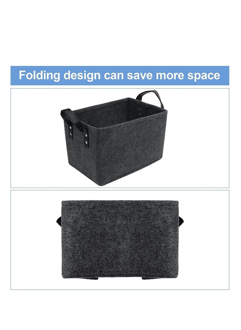 Excefore Felt Storage Basket, Foldable Felt Basket Storage Bins, Open Storage Bins Boxes with Handle, Suitable for Clothes, Baby Products, Books,Toys (Black)  - Image 5