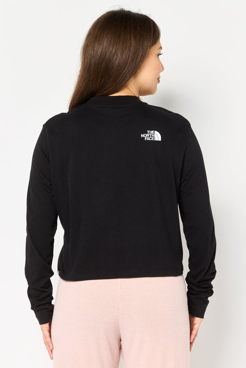 THE NORTH FACE Women Sportwear Fit Long Sleeve Brand Logo Crop Top, Black - Image 3