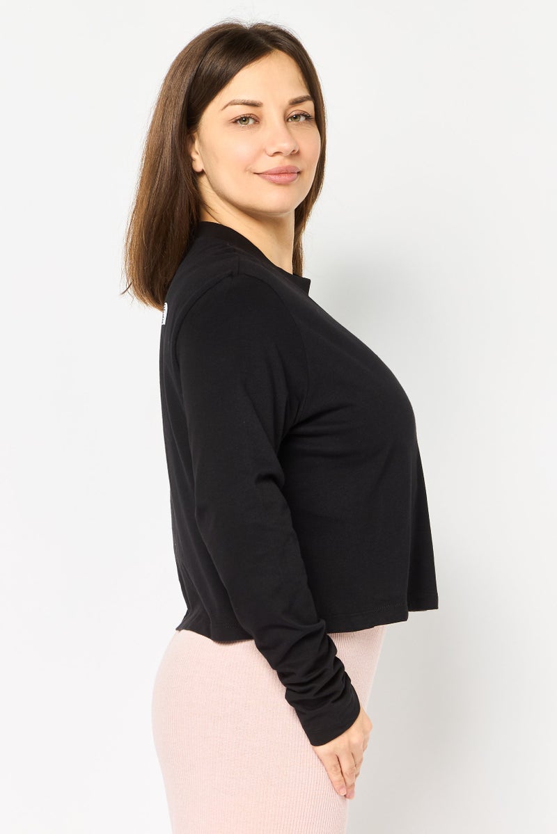 THE NORTH FACE Women Sportwear Fit Long Sleeve Brand Logo Crop Top, Black - Image 4