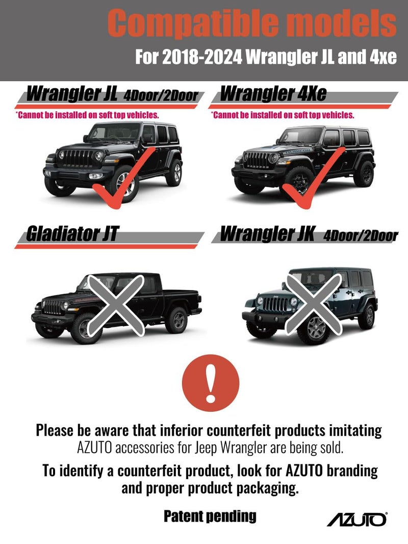 AZUTO Rear Window Grip Handle for Jeep Wrangler (JL) 2018-2026 Wrangler 4xe Trunk Handle Accessories Assist Grip - Image 2