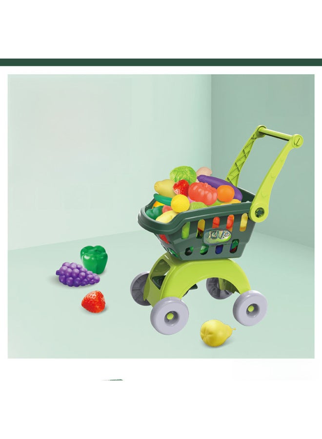 Play House Shopping Cart Boys And Girls Children Simulation Supermarket Trolley Mini Baby 3 Years Old Toy Wholesale-Color:Shopping Cart 【666-11D-Green-English Color Box】】 - Image 3