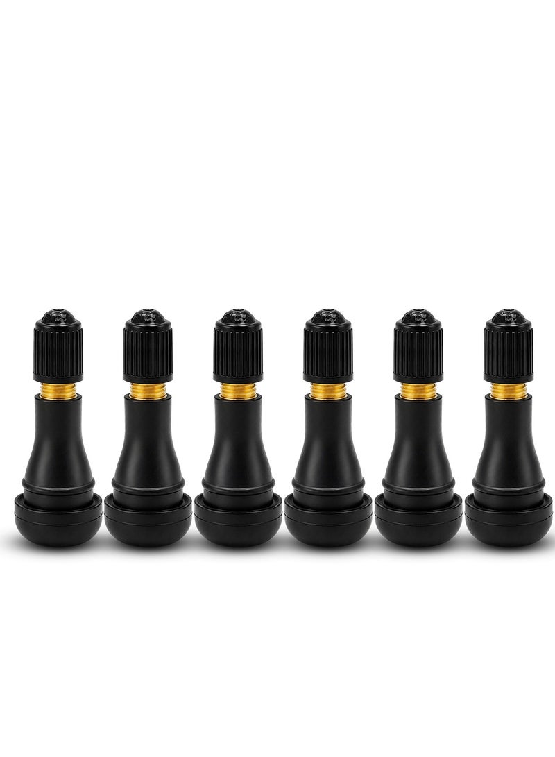 6 PCS TR414 Tire Valve Stem Set for Car Motorcycle Bicycle Truck Tubeless Tire Rubber Brass Valve Replacement Leak Proof High Temperature Resistant Universal Wheel Air Valve Stem with Caps Wet Grip Support for Auto SUV Trailer Repair - Image 1