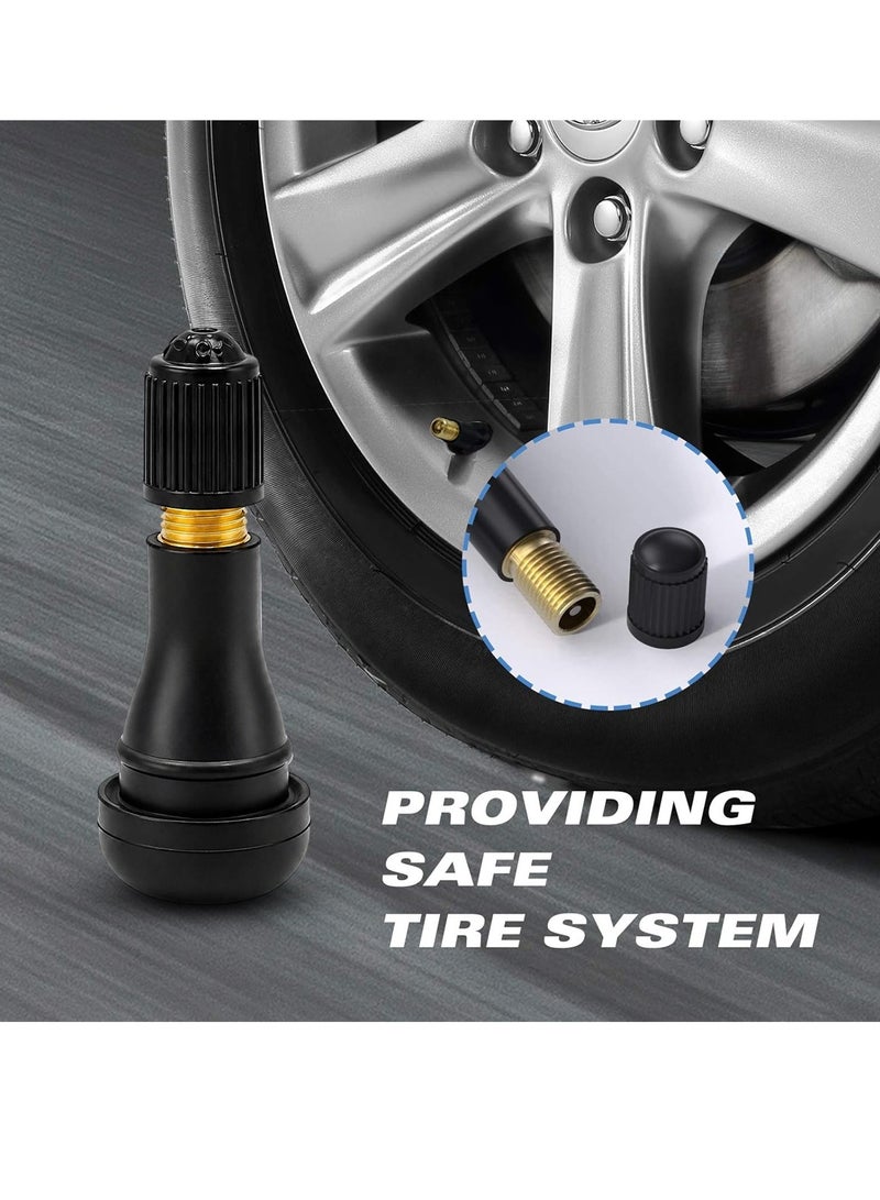 6 PCS TR414 Tire Valve Stem Set for Car Motorcycle Bicycle Truck Tubeless Tire Rubber Brass Valve Replacement Leak Proof High Temperature Resistant Universal Wheel Air Valve Stem with Caps Wet Grip Support for Auto SUV Trailer Repair - Image 3