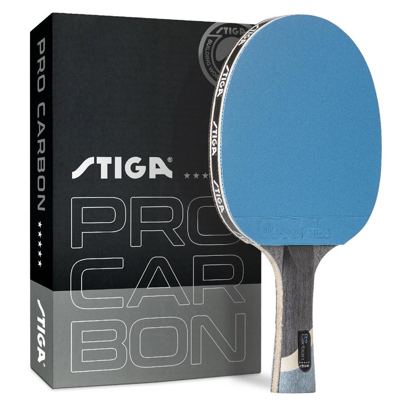 STIGA Pro Carbon Performance-Level Table Tennis Racket with Carbon Technology for Tournament Play - Red and Blue Colors - Image 1