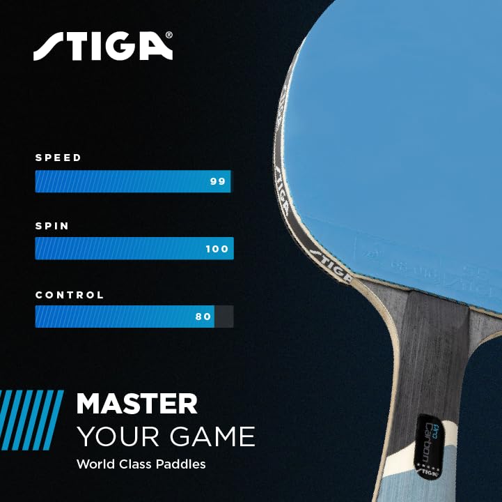 STIGA Pro Carbon Performance-Level Table Tennis Racket with Carbon Technology for Tournament Play - Red and Blue Colors - Image 5