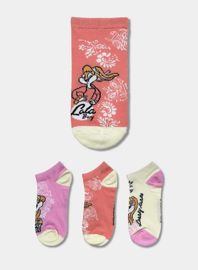Looney Tunes 3 Pack Printed Ankle Length Socks