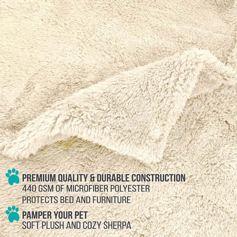 PetAmi Fluffy Waterproof Dog Blanket for Medium Large Dogs, Soft Warm Pet Sherpa Throw Pee Proof Couch Cover, Reversible Cat Bed Blanket Sofa Protector, Plush Washable Pad (Beige Cream, 40x60) - Image 4