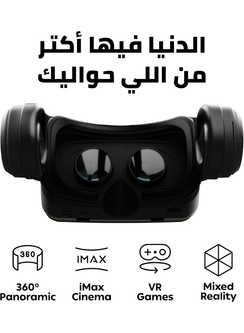 كاردو سماعات الواقع الافتراضي بوكس ماكس بلوتوث 5.3، نظارة الواقع الافتراضي ممتازة لموبايلات أندرويد وiOS (4.8 إلى 7.0) برؤية بانورامية 360° وسينما اي ماكس وسماعات مدمجة من كاردو - Image 3