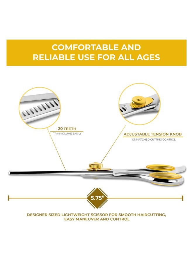 SHARF Gold Touch Barber 5.75 Inch, 20-Tooth Professional Thinning Shears 440c Japanese Stainless Steel Barber Scissors For Men and Women - Image 3