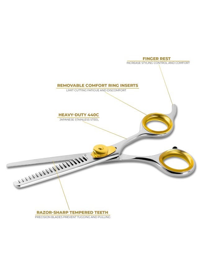 SHARF Gold Touch Barber 5.75 Inch, 20-Tooth Professional Thinning Shears 440c Japanese Stainless Steel Barber Scissors For Men and Women - Image 4