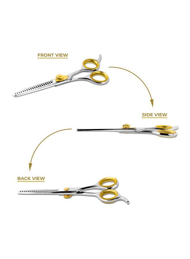 SHARF Gold Touch Barber 5.75 Inch, 20-Tooth Professional Thinning Shears 440c Japanese Stainless Steel Barber Scissors For Men and Women - Image 2