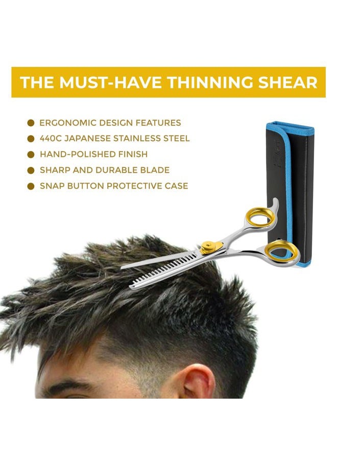 SHARF Gold Touch Barber 5.75 Inch, 20-Tooth Professional Thinning Shears 440c Japanese Stainless Steel Barber Scissors For Men and Women - Image 5