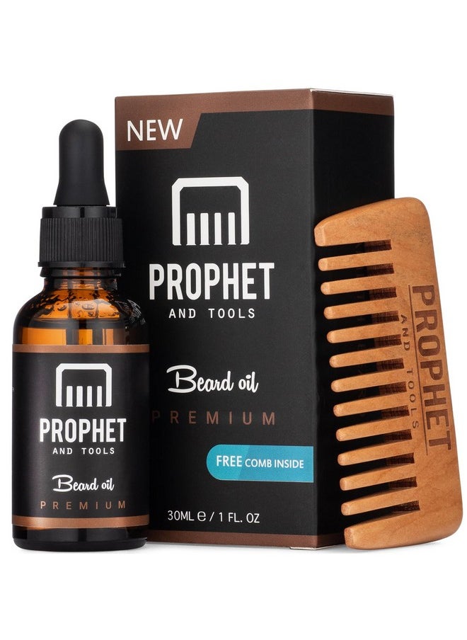 Prophet and Tools Premium Unscented Beard Oil & Comb Set - Thickens And Softens Beard, Relieves Itch & Dry Skin, 100% Natural, Fast-Absorbing Formula - Perfect For Beard Growth & Grooming - 1 Oz  - Image 1