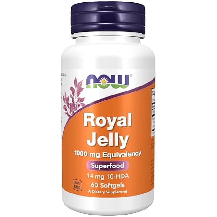 now Supplements, Royal Jelly 1000 mg with 10-HDA (Hydroxy-D-Decenoic Acid), 60 Softgels - Image 1