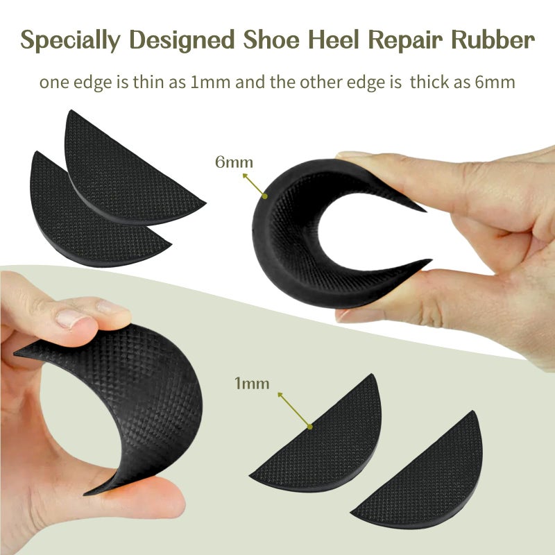 EACOZY Shoe Heel Repair, Rubber Sole Pads, 2 Pairs Bottom Heel Rubber Patch, Black - Image 3