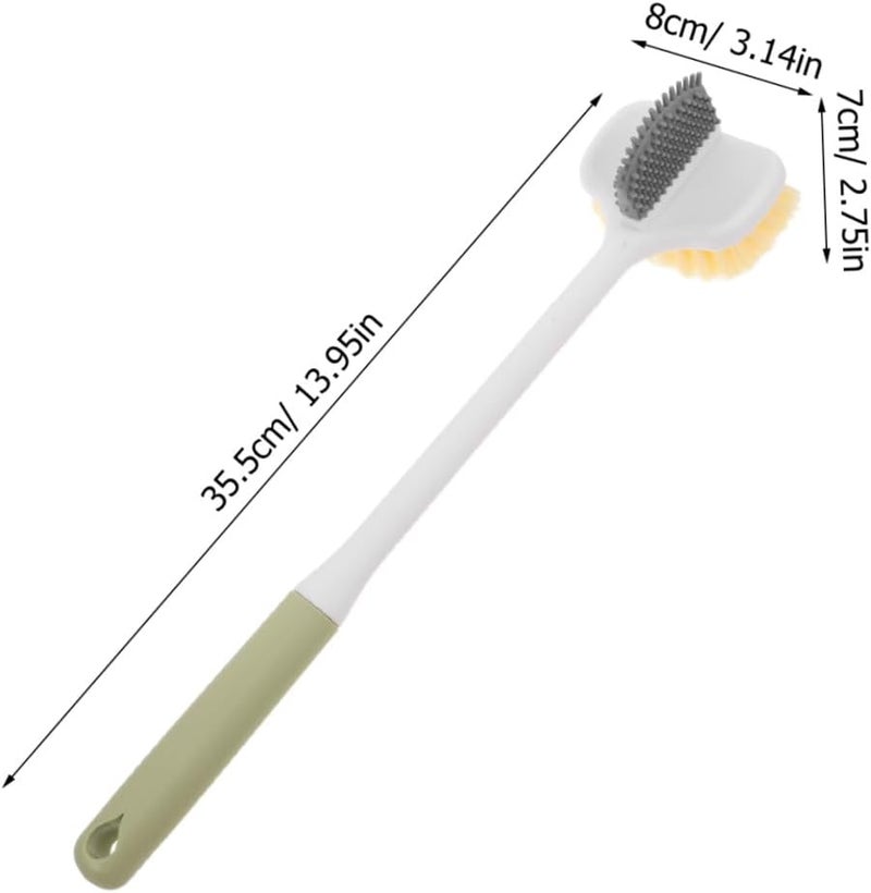 Long Handle Foot Scrub Brush with Soft Double-Sided Bristles, Exfoliating Shower Brush for Foot Cleaning and Callus Removal, Bath Body Scrubber for Home Use, Blue - Image 2