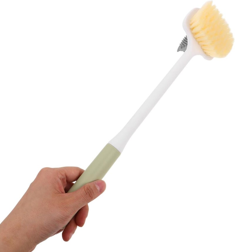 Long Handle Foot Scrub Brush with Soft Double-Sided Bristles, Exfoliating Shower Brush for Foot Cleaning and Callus Removal, Bath Body Scrubber for Home Use, Blue - Image 4